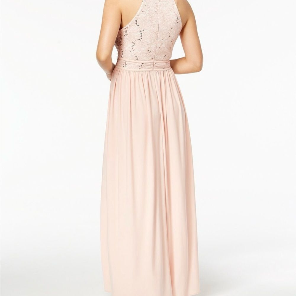 DB One Shoulder Lace Dress in Soft Pink with sequins
